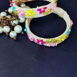 TheYUGO Set Of 2 Artificial Beaded Embroidered Bangles image 4
