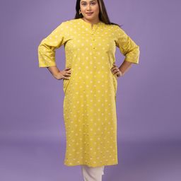 Sizeupp Women Plus Size Floral Printed Festive Cotton Straight Kurtas-image-82
