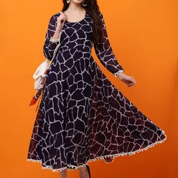 Raabta Fashion Women Geometric Print Round Neck Fit & Flare Dress-image-24