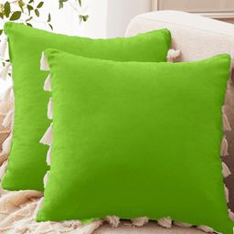 Cottonfry Green & White 2 Pieces Pure Cotton Square Cushion Covers-image-74