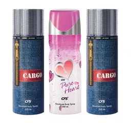CFS Set Of 3 Fine Fragrances Deodorant Body Spray- Cargo- Pure Heart- 200ML Each-14