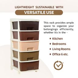 Kuber Industries Brown and Black 5-Layer Modular Storage Drawer image 3