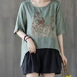 DressBerry Women Floral Colourblocked Drop-Shoulder Sleeves T-shirt-picture-3