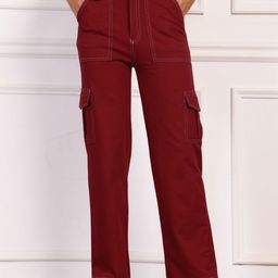 DressBerry Women Self Design Relaxed Straight Leg Straight Fit High-Rise Trousers-image-47