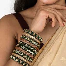 Taasha Craft Set Of 10 Handcrafted Cotton Thread Bangles image 5