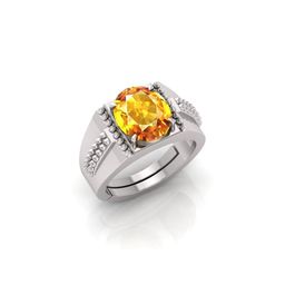 todani jems 8.25 Ratti Pukhraj Stone Yellow Sapphire Gemstone Silver Plated | Adjustable Ring-picture-23