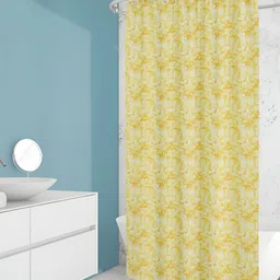 ArtzFolio Mustard Yellow & White Printed Waterproof Shower Curtain-10