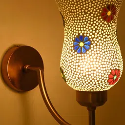 SOMIL White & Multicoloured Textured Glass Wall Lamp-28