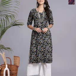 HERE&NOW Women Ethnic Motifs Printed Crepe Kurta-picture-14