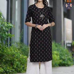 Moda Rapido Selection Of 3 Geometric Printed Round Neck Straight Kurta-image-58