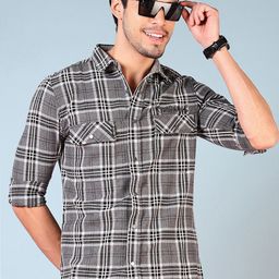 V-Mart Men Tartan Checks Opaque Checked Casual Shirt-picture-31