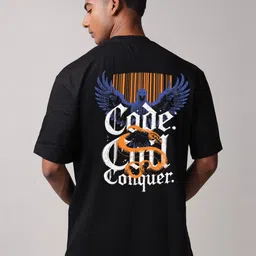 mad over print Mad Ove Typography Printed Drop-Shoulder Sleeves Applique T-shirt-picture-48