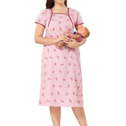 Piu Women Printed Maternity Nightdress-image-34