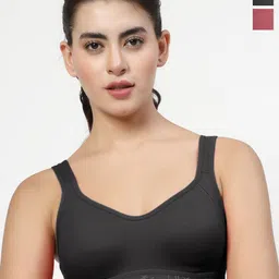 LILY Pack Of 2 Full Coverage Seamless Non Padded Sports Bra-46
