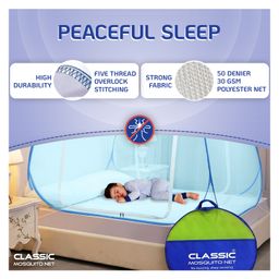 classic mosquito nets Classic Mosquito Net for Double Bed King Size Foldable Machardani - Blue image 4