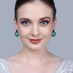 OPUS GEMS Artificial Stones Studded Contemporary Drop Earrings-picture-9