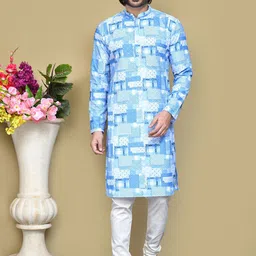 RANAK Men Ethnic Motifs Printed Pathani Kurta-image-22