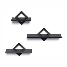 BELIEF WOOD Black 3 Pieces Wooden Wall Shelfs-16