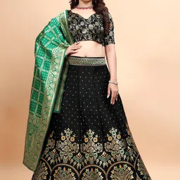 LADY SHOPI Art Silk Jacquard Ready to Wear Lehenga & Unstitched Blouse With Dupatta-image-54