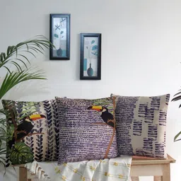 Mid July Home Tie-dye Inspired Beige & Navy Blue 3 Pieces Square Cushion Covers-30