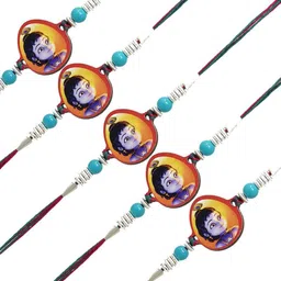 MEIRA JEWELLERY 7-Pcs Rakhi With Roli Chawal & Greeting Card-24