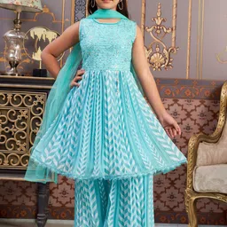 Aarika Girls Printed Pleated Sequinned Kurta with Sharara & With Dupatta-image-15