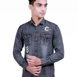 SQS Boys Slim Fit Full Sleeve Denim grey Color Shirt-picture-24