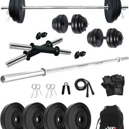 10 kg PVC 10 KG COMBO 9 with One 4 Ft Plain Rod and One Pair Dumbbell Rods with Gym Accessories Home Gym Combo-image-36