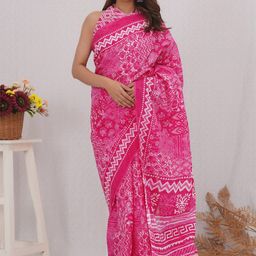 Shivanya Handicrafts Floral Pure Cotton Block Print Saree-image-82