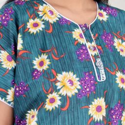 CLYMAA Green Pure Cotton Maxi Printed Nightdress-image-115