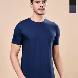 TQH Men Pack of 3 Dry Fit Solid Round Neck Slim Fit T-shirts-picture-31