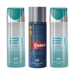 CFS 21 Club Ice Water & Cargo Blue Set Of 3 Deodorant Body Spray - 200ml Each-7