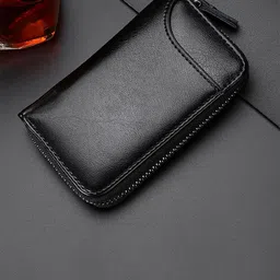 SZN Men Zip Detail Leather Card Holder-56