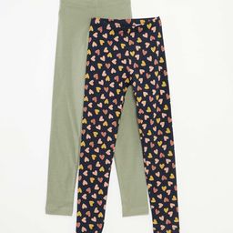KIABI Girls Pack Of 2 Printed Cotton Stretchable Ankle Length Leggings-image-55
