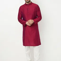Ethnicity Woven Design Mandarin Collar Straight Beads & Stones Kurta-picture-6