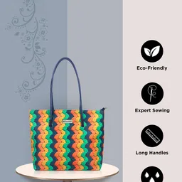 NFI essentials Women Striped Structured Tote Bag-16