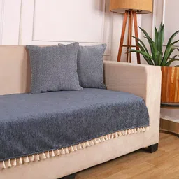 STITCHNEST Grey 3 Seater Chenille Sofa Cover-27