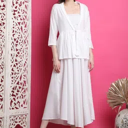 Aawari Solid Shoulder Straps Gown Maxi Dress-image-29