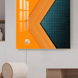 THE NEXT DECOR Gold-Toned & Orange Abstract Painting Wall Art-image-33