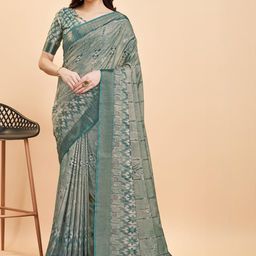 HERE&NOW Floral Zari Silk Blend Ready to Wear Saree-picture-20