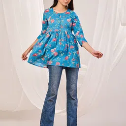 Futra Gabha Women Floral Print Peplum Cotton Top-image-24