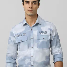 Mufti Men Spread Collar Abstract Printed Cotton Slim Fit Casual Shirt-image-17