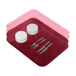 Aura 4Pcs Maroon & Pink Microfibre Crockery Kitchen Mats-41