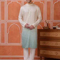 Vardha Men Embroidered Thread Work Pastels Kurta-picture-4