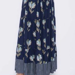 Women Floral Print Regular Dark Blue Skirt-image-68