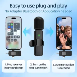 PICSTAR 3-in-1 Wireless Microphone|10H Battery | Noise-Cancelling Mic for Camera Microphone image 2