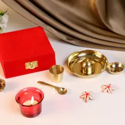 bulkysanta Brass Pooja Thali Decor Gift (Set Of 5)-picture-25