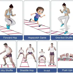 rms sports Ladder | 2M Speed Training Ladder with 4 Adjustable Rungs | Speed LADDER Plastic, PVC Speed Hurdles image 5