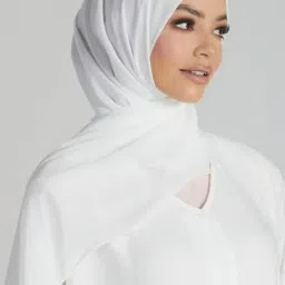 Solid Chiffon Women White Fancy Scarf, Scarf, Stole-image-19