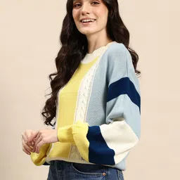 Mast & Harbour Colourblocked Cable Knit Pullover-picture-21